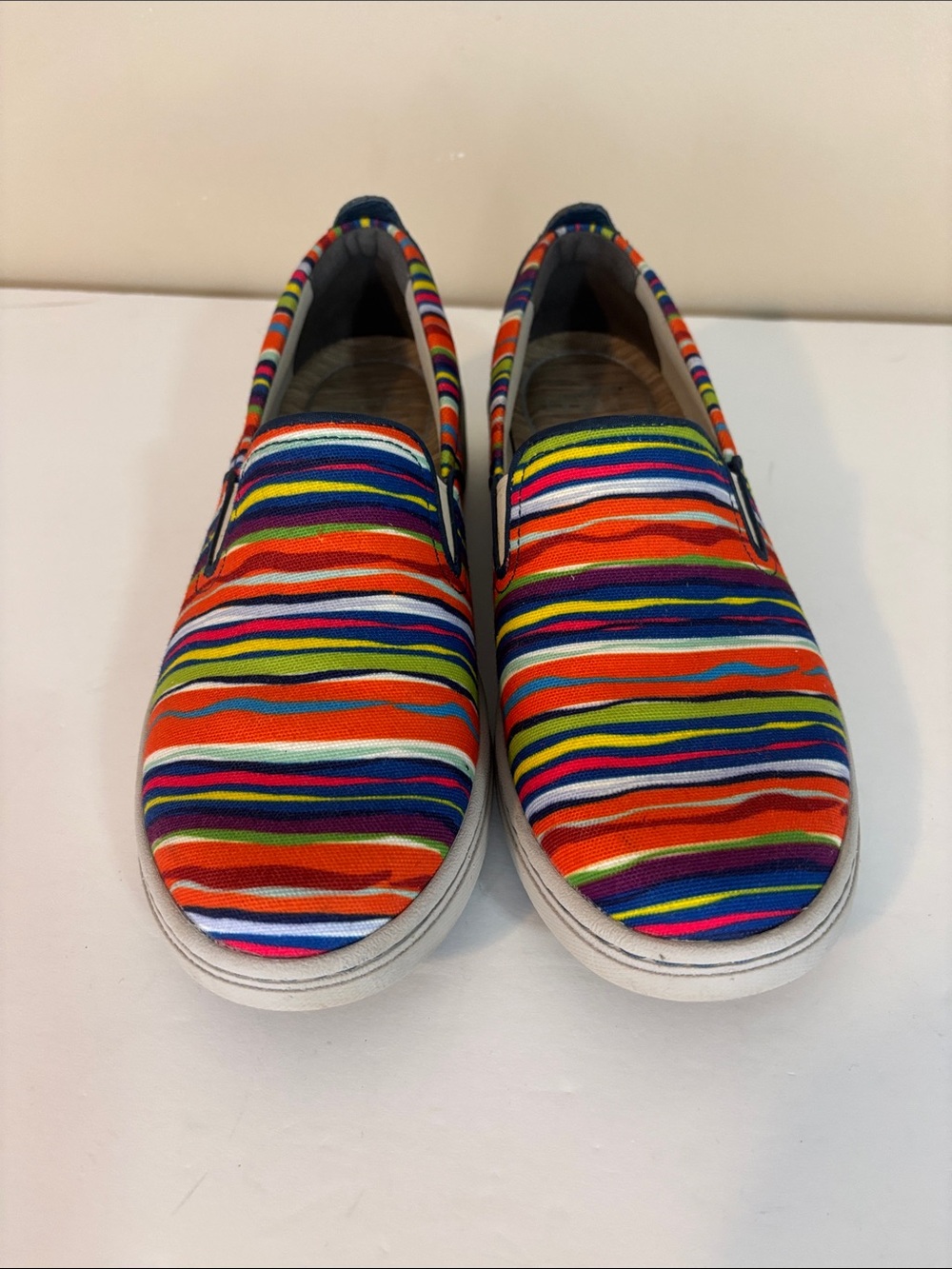 Dansko Belle Colorful Striped Canvas Slip on Sneaker Shoes Size 41 - Picture 2 of 14